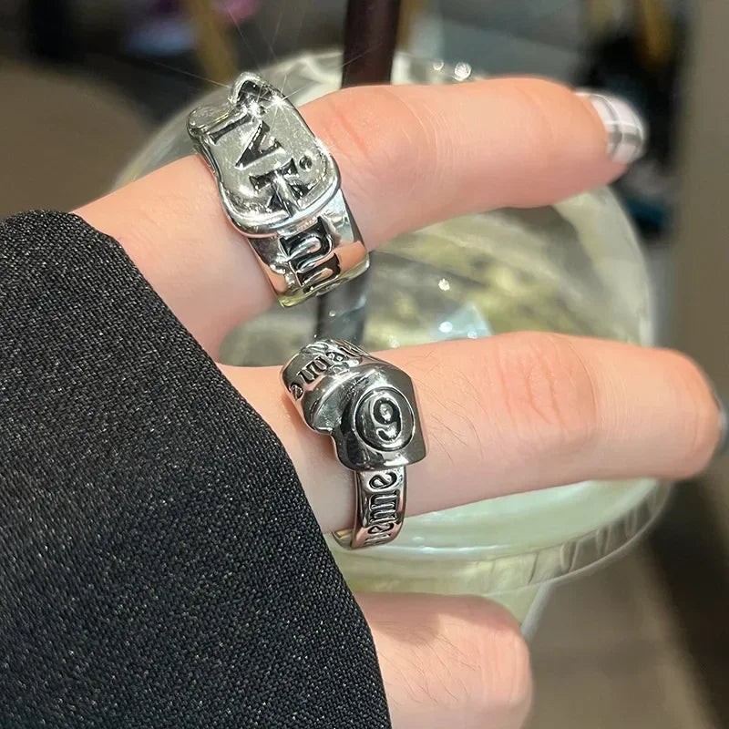 luckacco 2024 new all-match niche korean version personality fashion trend retro girly temperament with open ring accessories
