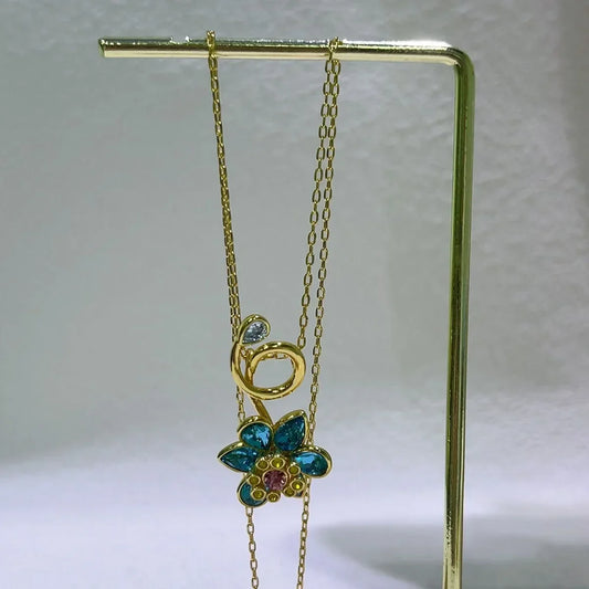 Luckacco Flower Crystal Boutique Irregular Original Jewelry Set New Color Earring Exquisite Necklace Ring Bracelet Wedding Gift for Women