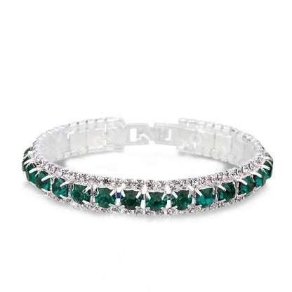 Luckacco New Arrival  925 Sterling Silver Silve Women Classic Jewelry Holiday Gift  Clear Red Cubic Zircon Bracelet& Bangle