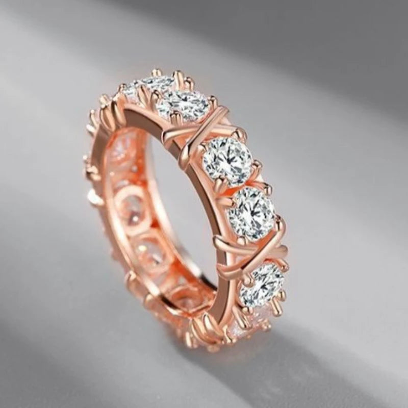 luckacco luxury 925 sterling silver ring interlaced zircon crystal ring for woman engagement wedding jewelry gift accesorios mujer