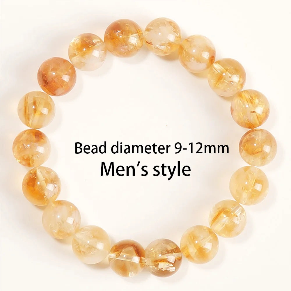 luckacco natural citrine quartz bracelet for wealth luck-reiki healing chakra balancing unisex yellow crystal beads jewelry for men women