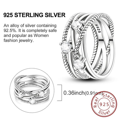Luckacco New 925 Sterling Silver Rings Gold Heart Bow Adjustable Open Closed Ring Suitable for Women Stacking Ring Fashion Jewelry Gift