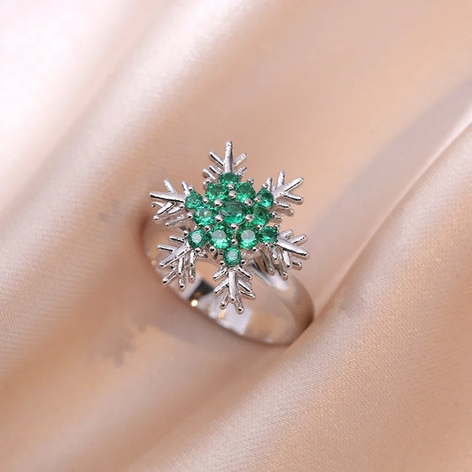 Luckacco Luxury Zircon Four-leaf Clover Rotating Ring Lucky Transfer Jewelry Gift for Children Tik Tok Same Style for Women for Friends