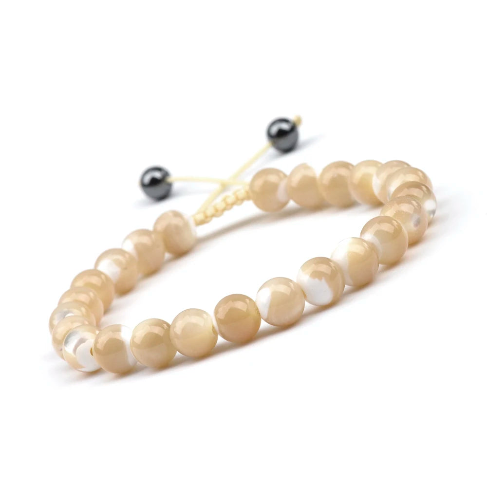 luckacco 1p 8mm rose quartz amethyst sunstone moonstone braided ajustable beaded bracelet natural gem crystal energy gift for men women