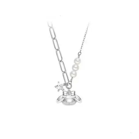 luckacco y2k melody crystal pendant necklace personality woman collar accessories fashion gifts cartoon kawaii necklace jewelry