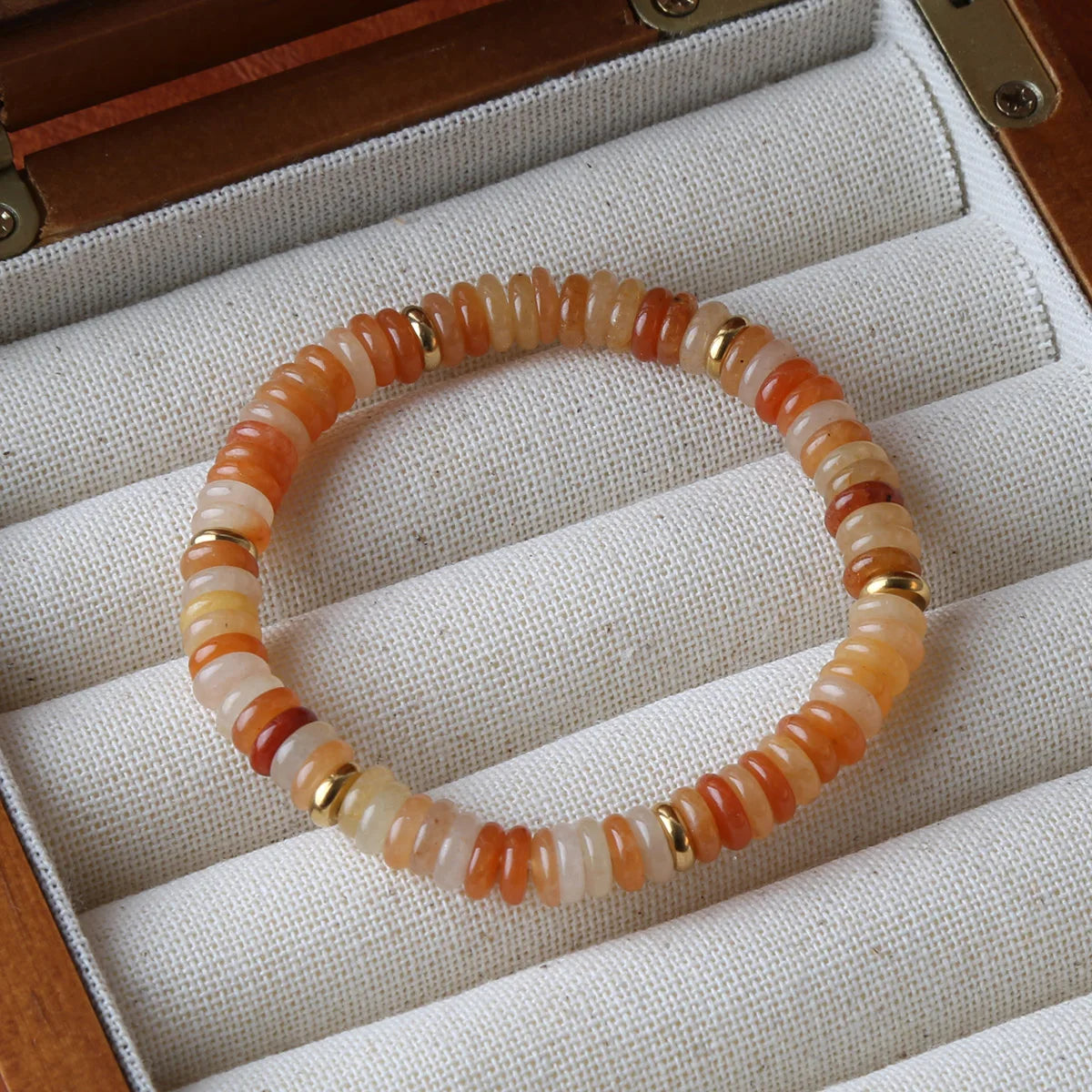 luckacco summer cool elastic bracelet color beads dopamine girl versatile natural stone bead trend 2024 new