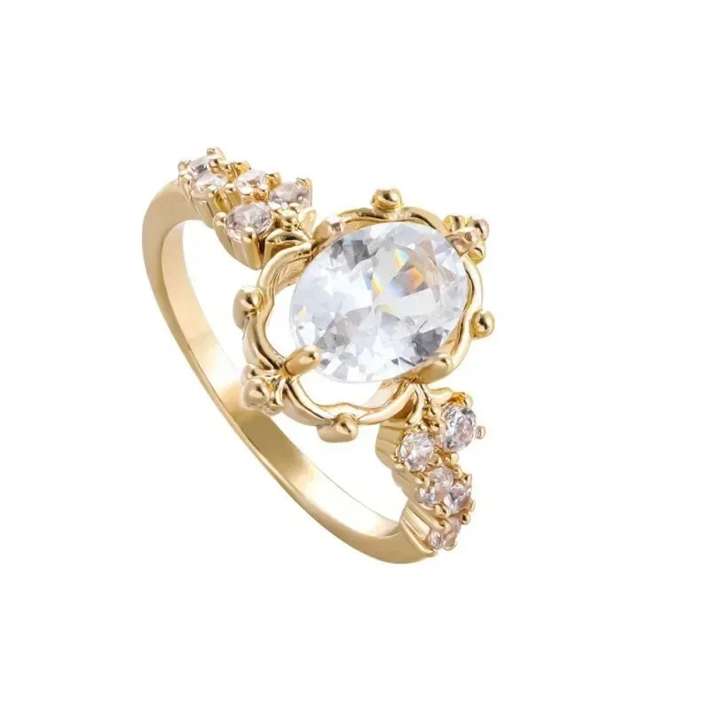 luckacco fashion explosion european style personality exquisite design sense copper inlaid zircon light luxury rings for women
