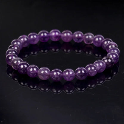 Luckacco Handmade Amethyst Beaded Bracelet - Boho Style Crystal Jewelry for Women, Stretchable Design Fit Most Wrists, Trendy Daily Ornam