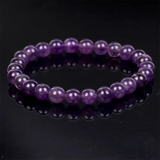 Luckacco Handmade Amethyst Beaded Bracelet - Boho Style Crystal Jewelry for Women, Stretchable Design Fit Most Wrists, Trendy Daily Ornam