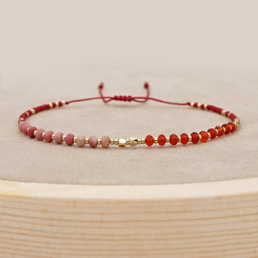 Luckacco Irregular Crystal Bracelet Colorful Beaded Waterproof Jewelry Handmade Gift for Women Teen Girl Adjustable Rope Chain Bracelets