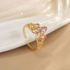 Luckacco Rapunzel Ring For Woman Fashion Wedding Party Jewelry Accessories Gold Plated Adjustable Powder Crystal Princess Crown Ring Gift