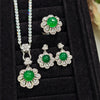 Luckacco Valuable Lab Jade Diamond Jewelry set 925 Sterling Silver Engagement Wedding Rings Earrings Necklace For Women Bridal Party Gift