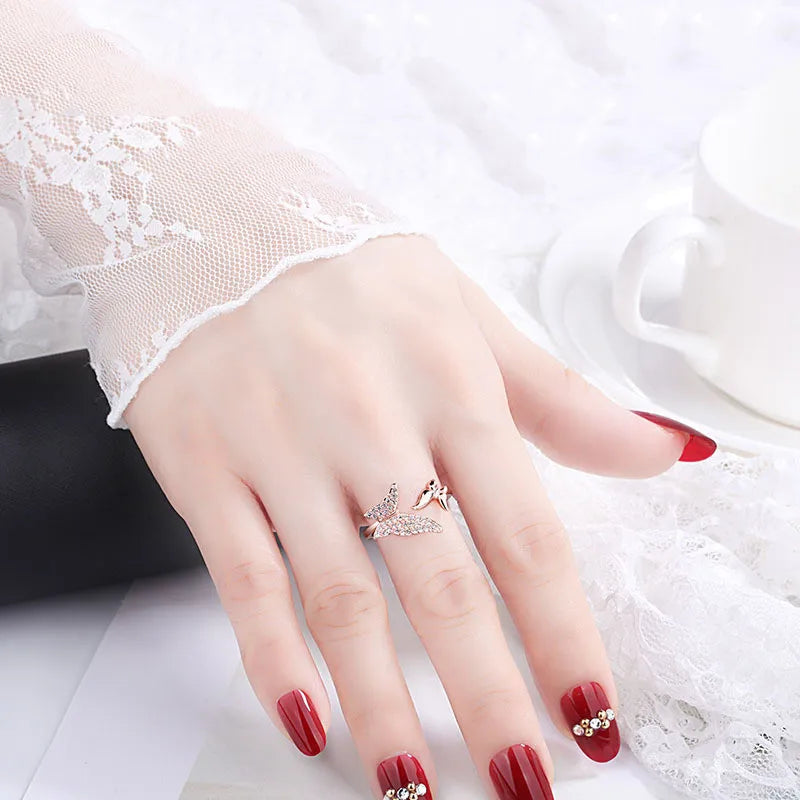 luckacco 925 sterling silver zircon butterfly ring for women rings wedding fine jewelry accessories 2025 trendy party gifts