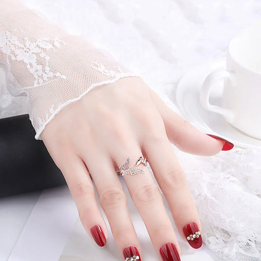 Luckacco 925 Sterling Silver Zircon Butterfly Ring For Women Rings Wedding Fine Jewelry Accessories 2025 Trendy Party Gifts
