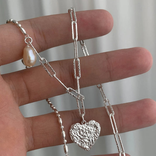 Luckacco New Trendy Fashion 925 Silver Pearl Simple Elegant Thin Chain Pendant Necklace for Women Girl Jewelry Dropship