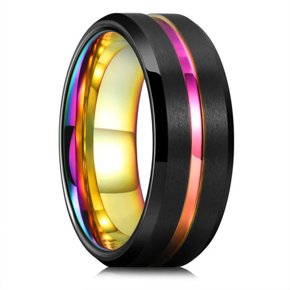 Luckacco Fashion 8mm Black Tungsten Wedding Celtic Dragon Rings Inlaid Blue Zircon Stainless Steel Rings for Men Blue Carbon Fibre Ring
