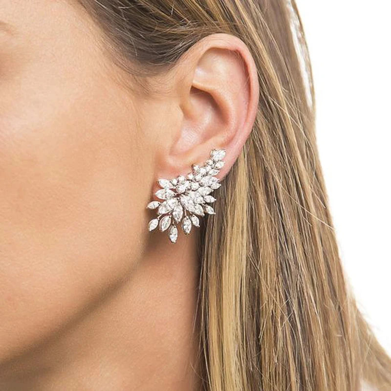 luckacco daily picks sparkling women's cubic zirconia stud earrings gorgeous female wedding party fashion ear piercing accessories new jewelry