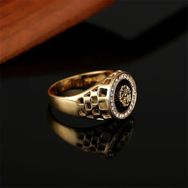 luckacco medusa ring for men inlaid with zircon fashion domineering rings female punk style jewelry gifts