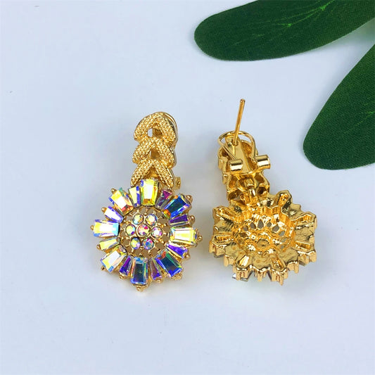 Luckacco TITI Africal Gold Color Jewelry Set Sparkly Prom Jewellery Design Necklace Bracelet Earrings Ring Dubai Bridal Wedding Gifts