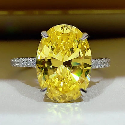 Luckacco 925 Sterling Silver Oval 4ct Lab Diamond Ring for Women – Sparkling Engagement Wedding Band Big Stone Bridal Jewelry Rings