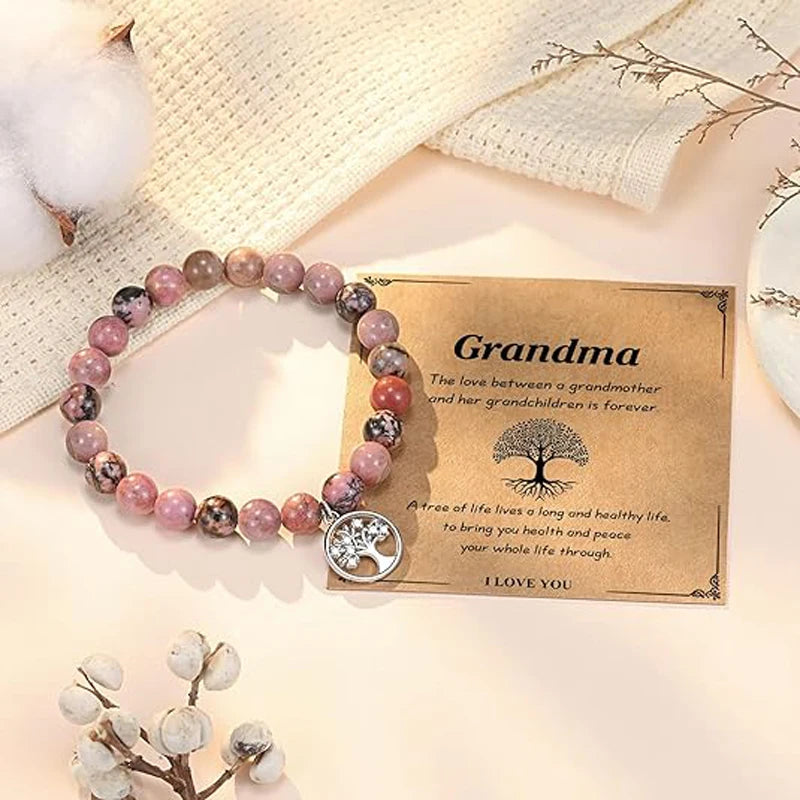 luckacco tree of life bracelet for women lady,  natural stone bracelet gifts for grandma, birthday christmas wedding mothers' day gifts