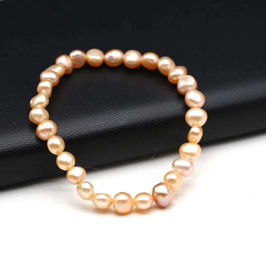 Luckacco 100% Natural Freshwater Pearl Bracelets Elastic Rope Melon Seed Buckle White Purple for Women Charm Jewelry Bracelet Gift