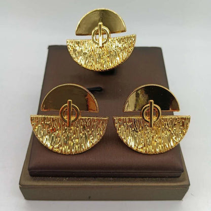 Luckacco African Gold Plated Earrings and Ring Jewelry Set for Women New Design Earrings and Finger Ring Set for Brazilian Jewellery Gift