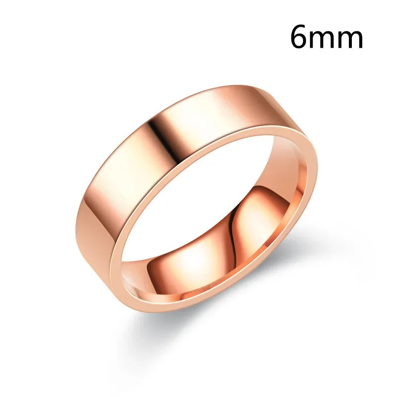 luckacco 6/8mm smooth customized stainless steel silver color ring for women men custom engrave name logo lover couple charm jewelry gift