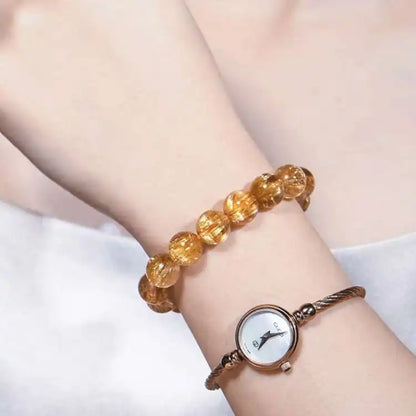 Luckacco Natural Brazil Old Ore Dragon Robe Titanium Crystal Bracelet Crystal Women's round Beads Bracelet Couple Lucky Beads Jewelry