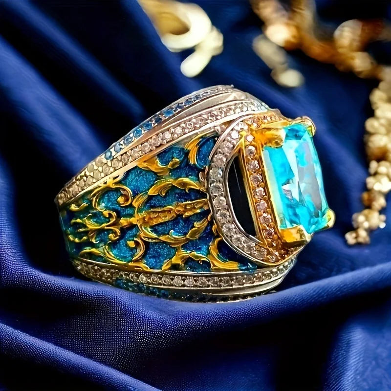 luckacco a high-end nine-eye pearl fortune-changing trendy ins woven retro and unique men's ring