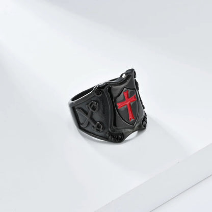 Luckacco Vintage Exorcism Saint Benedict Cspb Cross Ring Men Punk Amulet Christianity Rings Stainless Steel Jewelry Gift