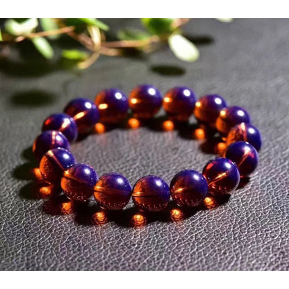 Luckacco Dominican Violet Blue Amber Bracelet Men's and Women's Single Circle Buddha Bead Wax Amber Bracelet