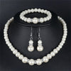 Luckacco Pearl jewelry set Women's necklace earrings bracelet three-piece set for mother gift beautiful wedding photo accessories