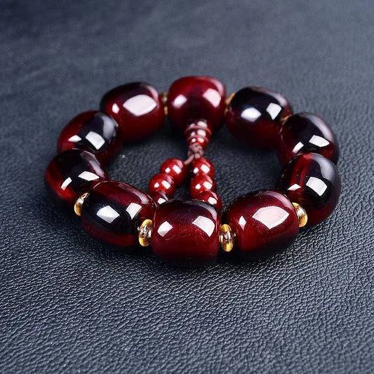 Luckacco Collection Authentic Tibetan Yak Horn Buddha Bead Bracelet for Middle-aged Bloodshot Hand String Body Sufficient Qi and Blood