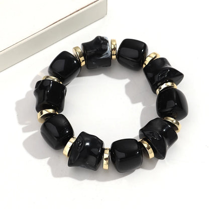 Luckacco New Acrylic Irregular Geometric Handmade Elastic Bracelet for Woman Man Colorful Beaded Statement Bracelets Unique Jewelry Gift