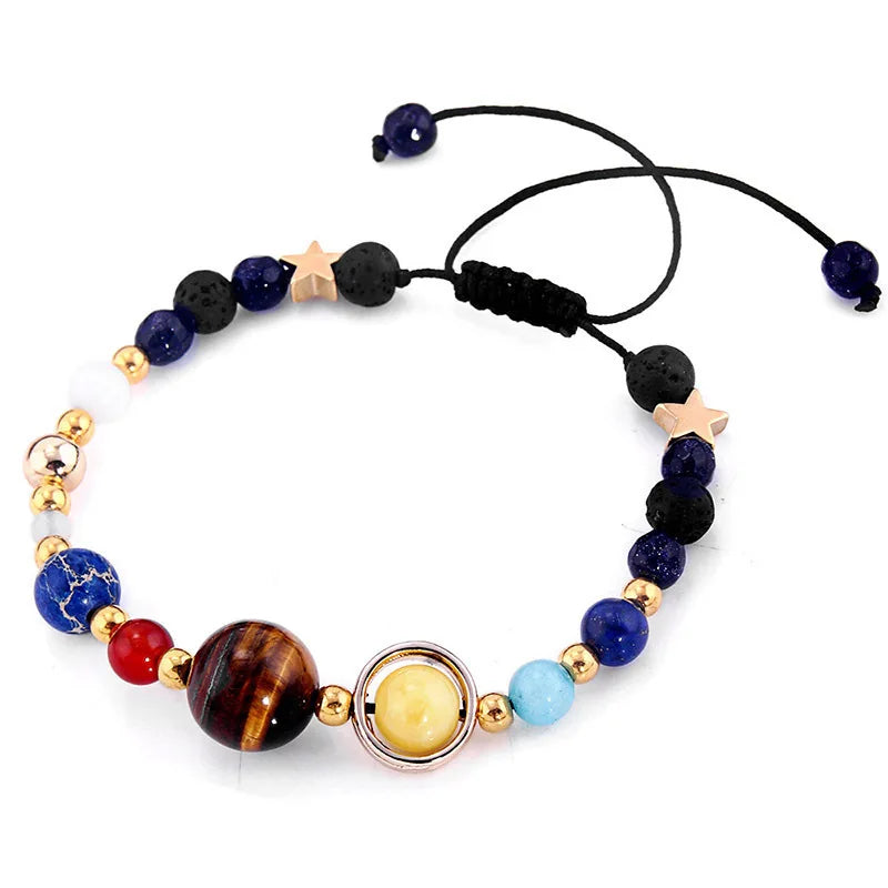 luckacco cosmic galaxy solar system eight planets bracelet, wearing it means the universe is under control