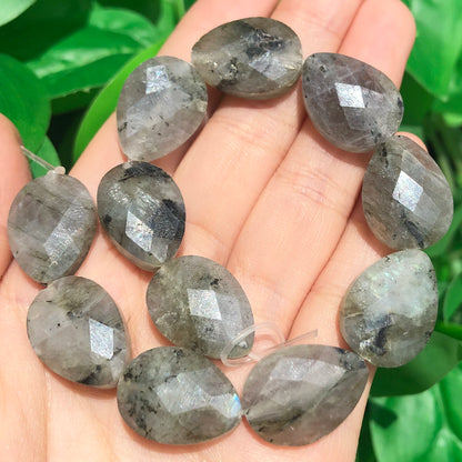 Luckacco Natural Faceted Amethysts Labradorite Aventurine Tiger Eye Water Drop Shape Stone Beads DIY Charm For Jewelry Making Bracelet