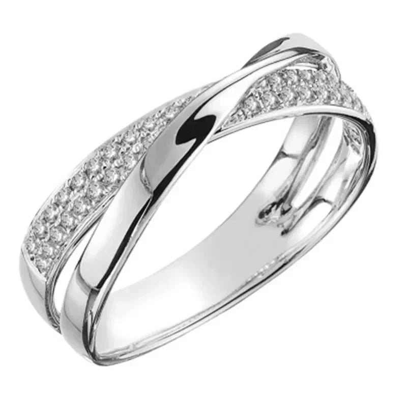 luckacco newest stainless steel two tone x shape cross ring for women wedding rose gold color trendy jewelry rings anillos кольца 반지
