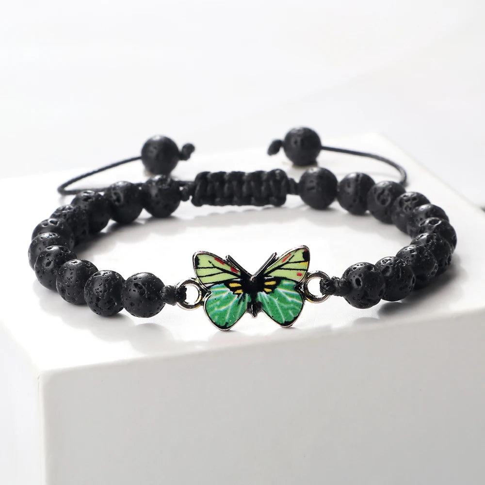 luckacco trendy butterfly beaded bracelets for women men natural stone beads chain bangles handmade female bohemian party jewelry gifts