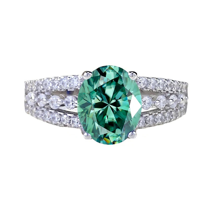 luckacco luxury 2ct 7x9mm oval moissanite women ring gra certificate passed diamond test high jewelry gift s925 silver