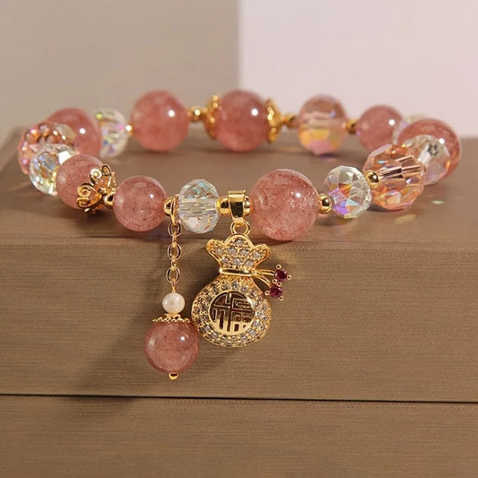 Luckacco Chinese Style Lotus Butterfly Beaded Bracelets for Women Fashion Green Bead Handmade Bracelets Exquisite Sweet Jewelry Gifts