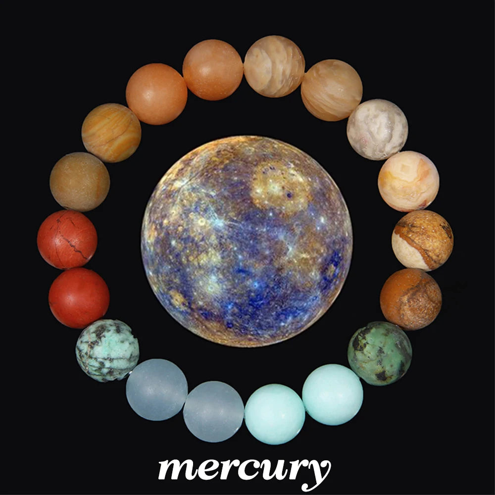 luckacco 2024 new universe galaxy bracelet simple 10mm natural sodalite turquoises stone bead bangle planet solar system earth mars gift