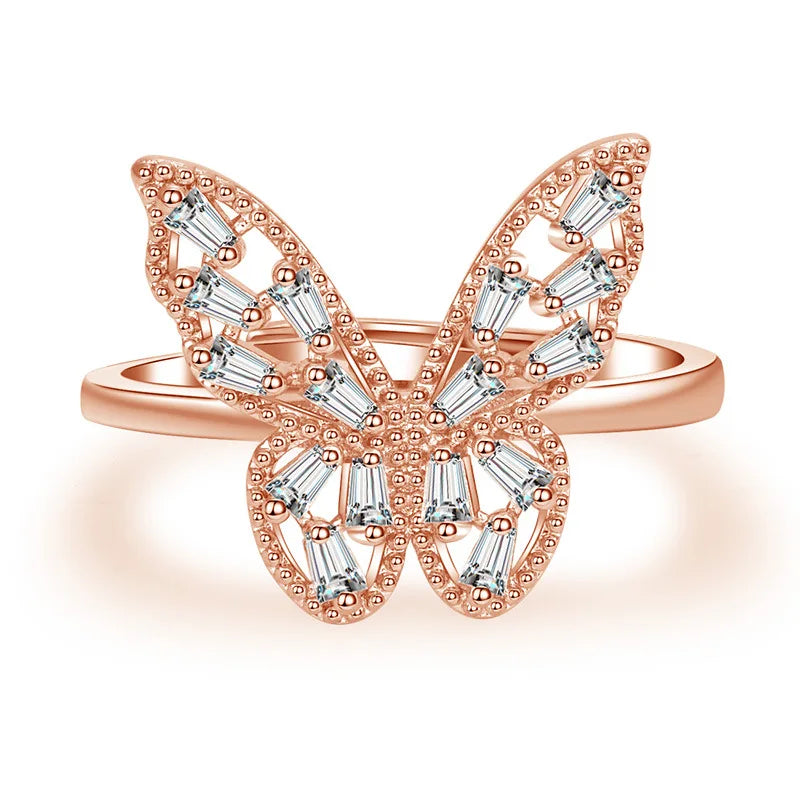 luckacco 925 sterling silver zircon butterfly ring for women rings wedding fine jewelry accessories 2025 trendy party gifts