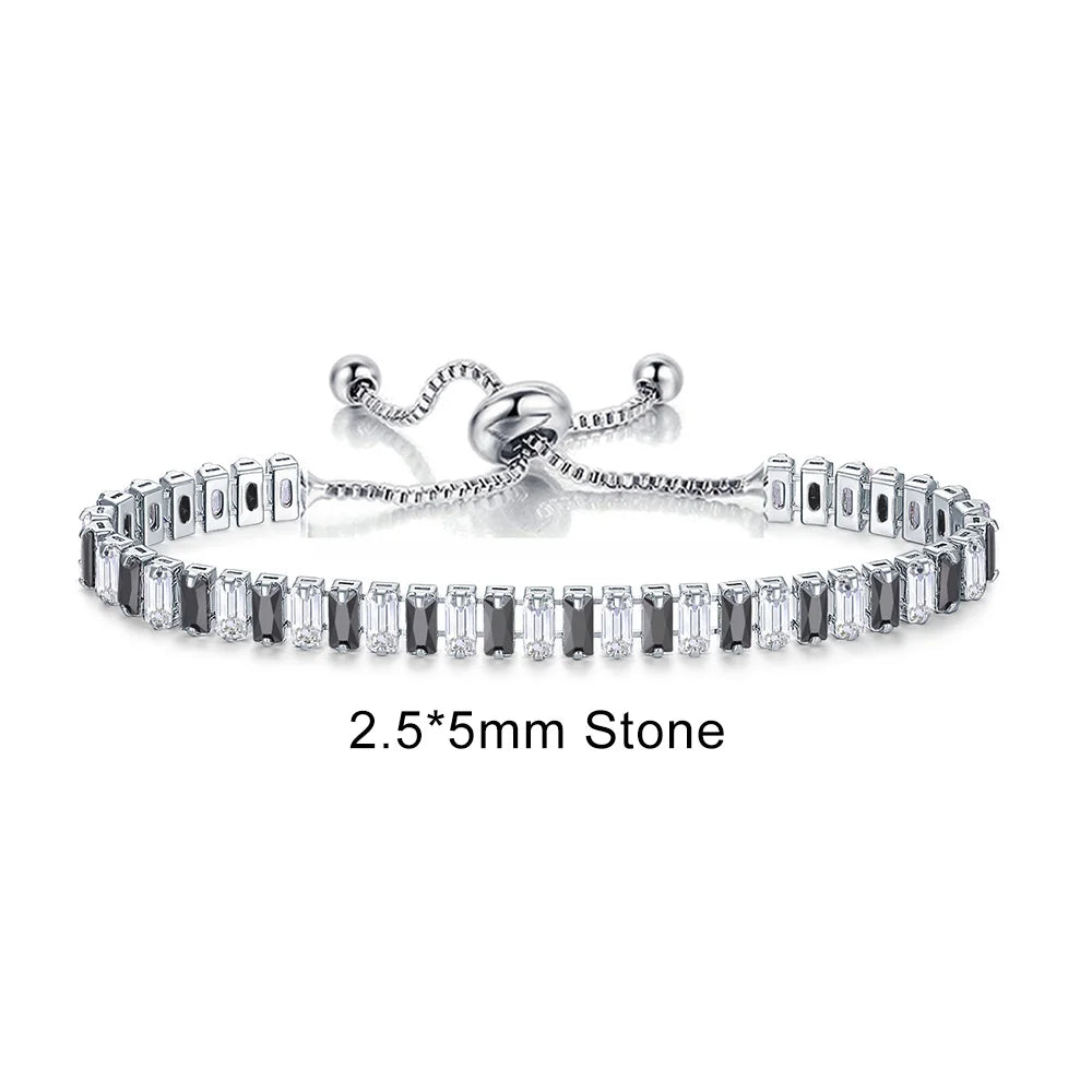 luckacco adjustable multicolor tennis bracelets for women ladies wedding rainbow colorful zircon charm bracelet hand chain jewelry dzh043