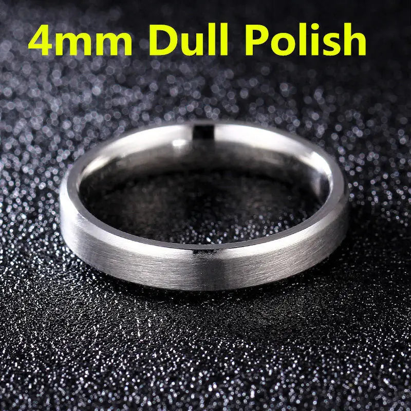luckacco 4-8mm dull polish silver color titanium ring for men and women personalized ring customize engraved