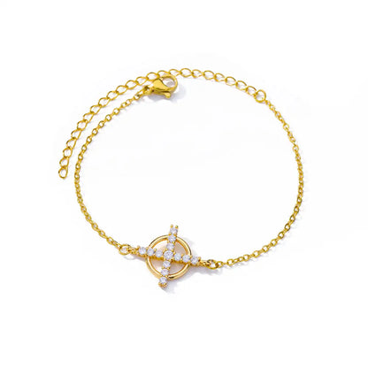 Luckacco Elegant Zircon Flowers Bracelet For Women Girls Charm Gold Color Stainless Steel Plant Bracelets Luxury Designer Jewelry Gifts