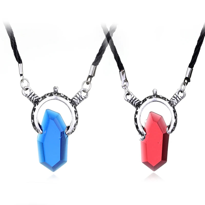 luckacco dmc devil maycry pendant necklace devil hunter dante perfect amulet red crystal necklaces for women men choker jewelry