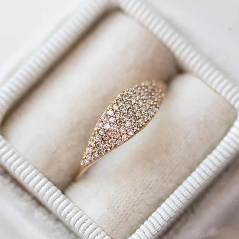 luckacco daily picks paved cubic zirconia rings for women gold color fashion wedding bands accessories daily wear exquisite ring hot jewelry
