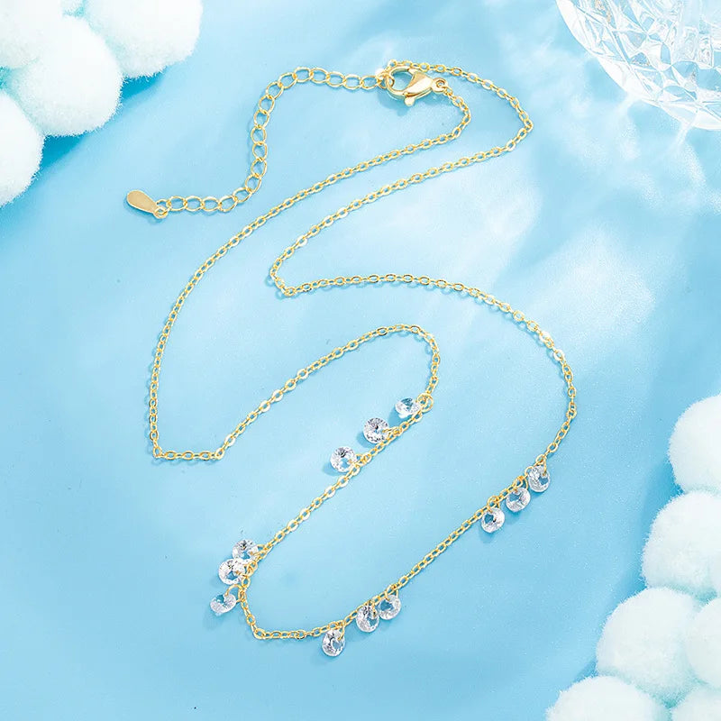 luckacco new 925 sterling silver necklace simple personality charm woman zircon pendant choker birthday gift exquisite jewelry