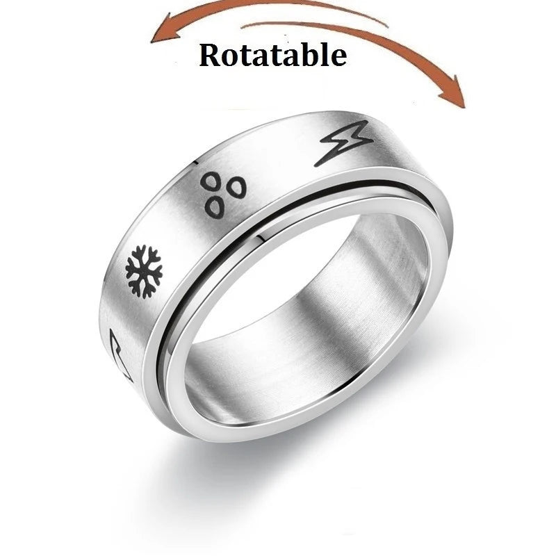 luckacco simple stainless steel anxiety fidget spinner rings for couple rotating anti stress wedding band knuckle ring fashion jewelry